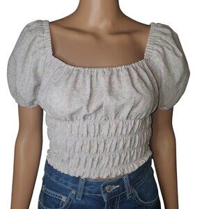 Elodie ditsy floral smocked puff sleeve crop top XS cottagecore romantic pink